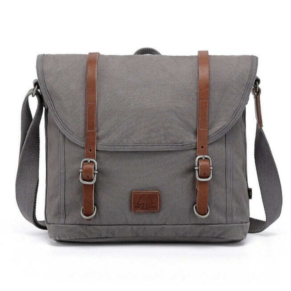 TSD Forrest canvas messenger bag large gray color
